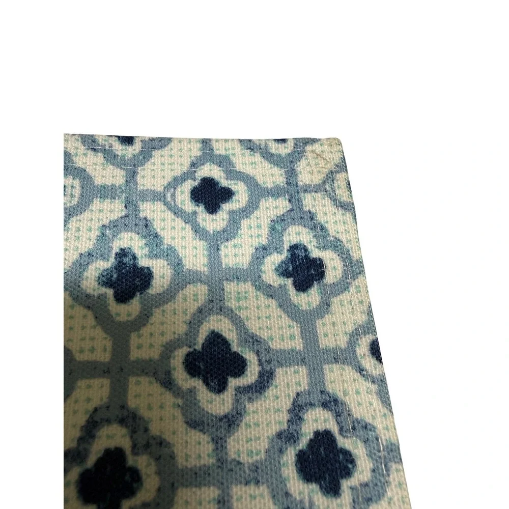 Set of 4 Blue‎ and White Quatrefoil Trellis Cloth Placemats Rectangular Dining